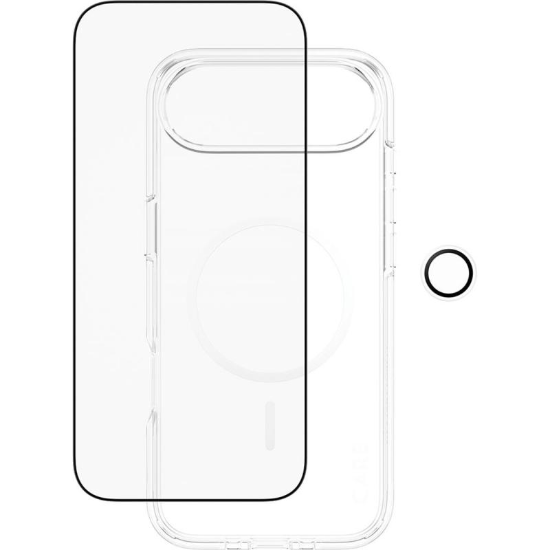 PanzerGlass 3-in-1 Pack Hard MagSafe Case + Ulta-Wide Fit Screen Protector + Hoops Camera Lens Protector Smartphone Case Bundle, for iPhone Air, Clear