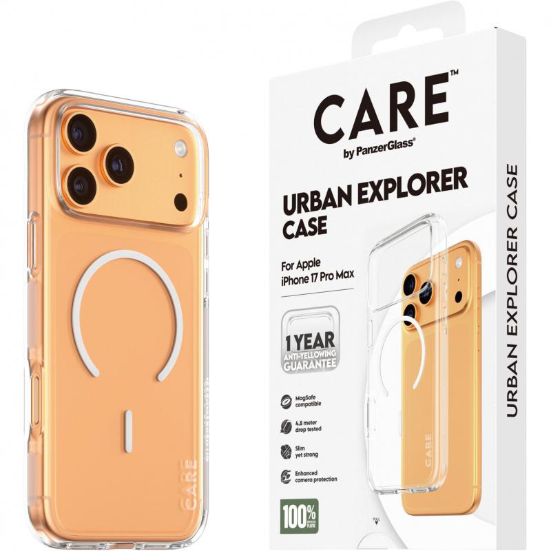 PanzerGlass Urban Explorer Back Cover Mobile Case with MagSafe, for iPhone 17 Pro Max, Transparent