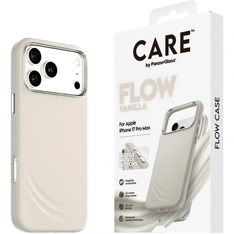 PanzerGlass Flow Back Cover Mobile Case with MagSafe, for iPhone 17 Pro Max, Vanilla