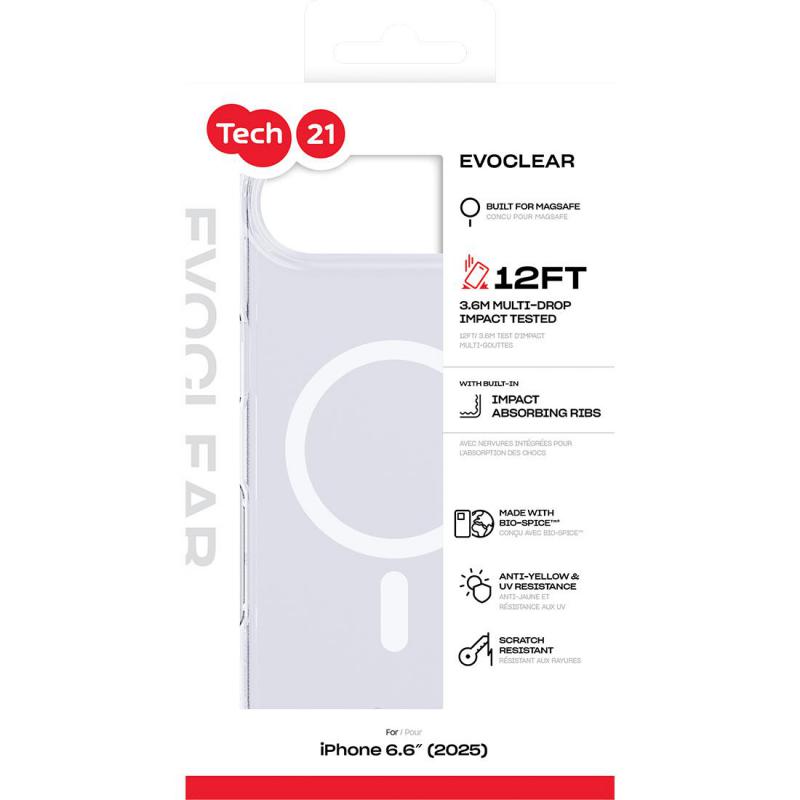 Tech21 EvoClear with MagSafe Back Cover Mobile Case with MagSafe, for iPhone Air, Clear — 3