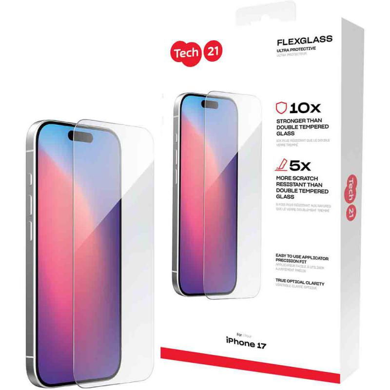 FlexGlass Ultra Smartphone Screen Protector, for iPhone 17, Tempered Glass, Clear