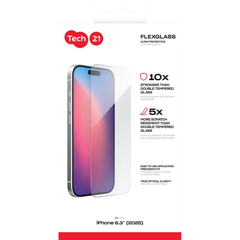 Tech21 FlexGlass Ultra Smartphone Screen Protector, for iPhone 17, Tempered Glass, Clear — 2