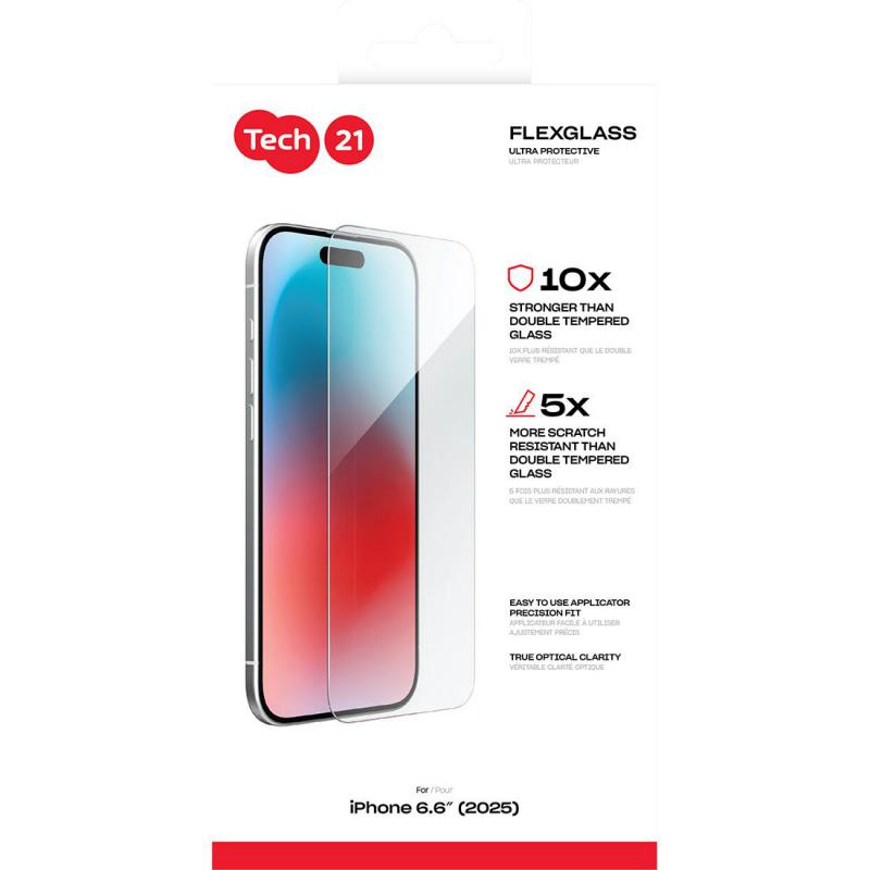 Tech21 FlexGlass Ultra Smartphone Screen Protector, for iPhone Air, Tempered Glass, Clear — 2