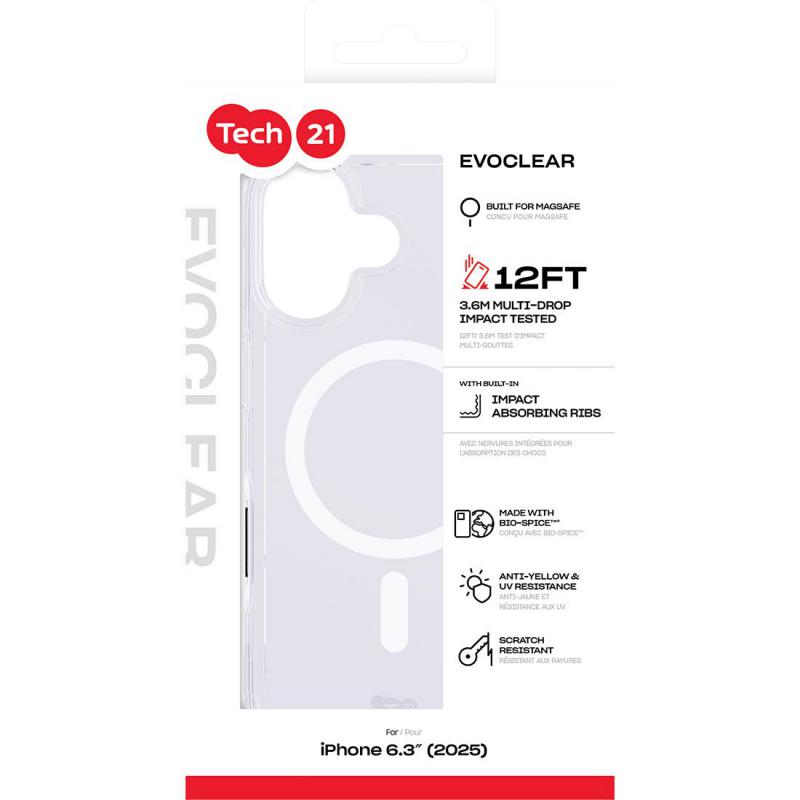 Tech21 EvoClear with MagSafe Back Cover Mobile Case with MagSafe, for iPhone 17, Clear — 3
