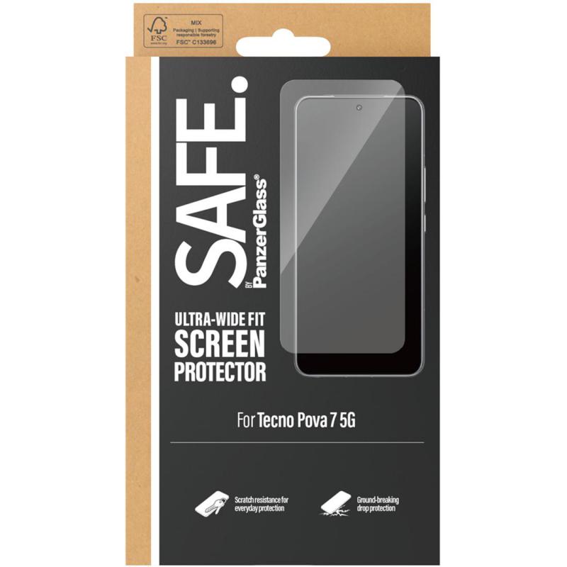 PanzerGlass SAFE Case Friendly Smartphone Screen Protector, for Tecno Pova 7 5G, Tempered Glass, Edge-to-Edge, Black — 2