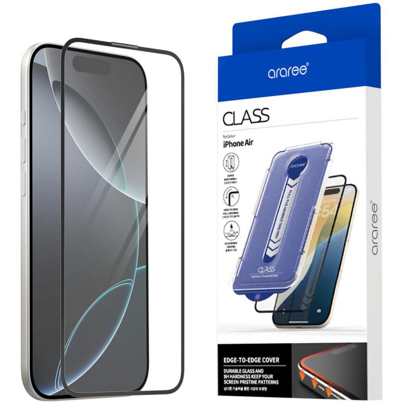Araree CLASS Full Cover Temepered Glass Smartphone Screen Protector, for iPhone Air, Edge-to-Edge, Full Cover