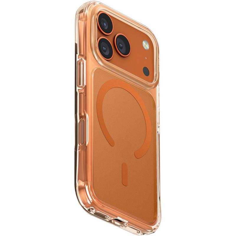 Uniq LifePro Xtreme Back Cover Mobile Case with MagSafe, for iPhone 17 Pro, Frost Clear/Volt Orange