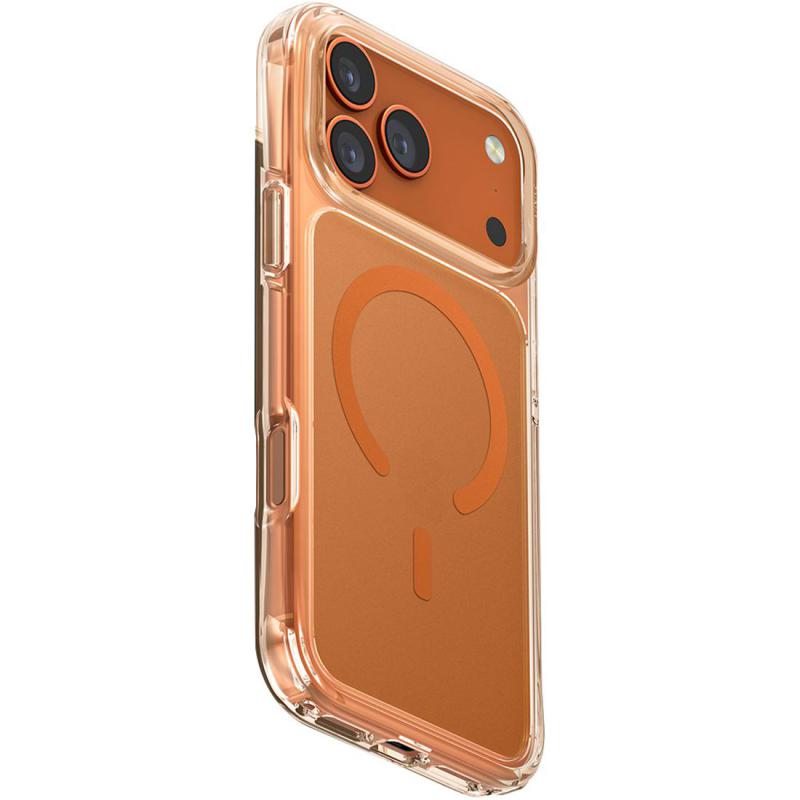 Uniq LifePro Xtreme Back Cover Mobile Case with MagSafe, for iPhone 17 Pro Max, Frost Clear/Volt Orange