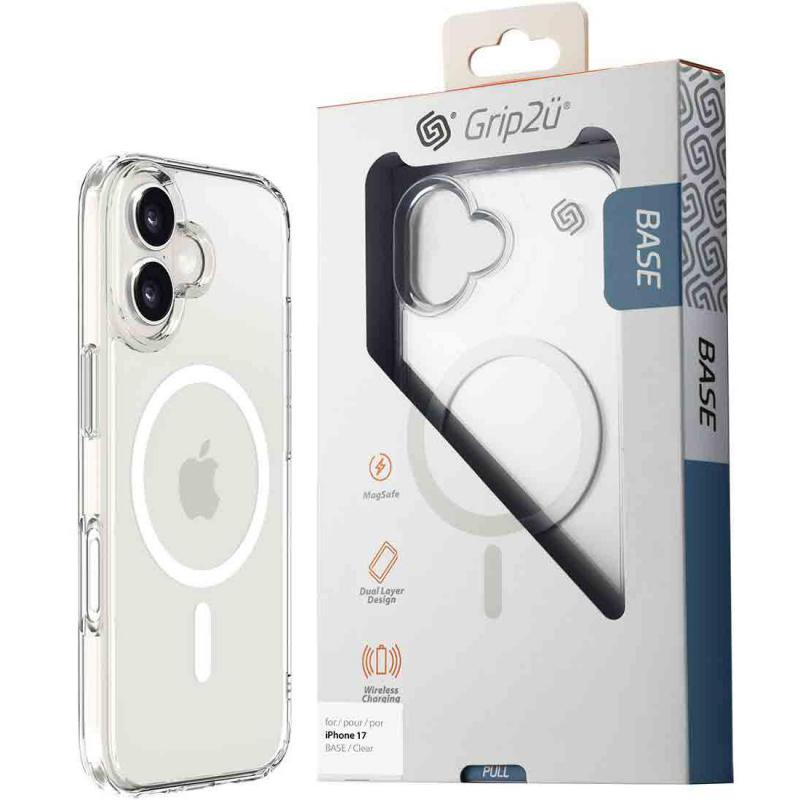 Grip2u Base Back Cover Mobile Case with MagSafe, for iPhone 17, Clear