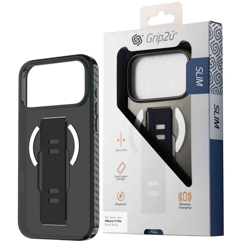 Grip2u Slim Back Cover Mobile Case with MagSafe, for iPhone 17 Pro, Black