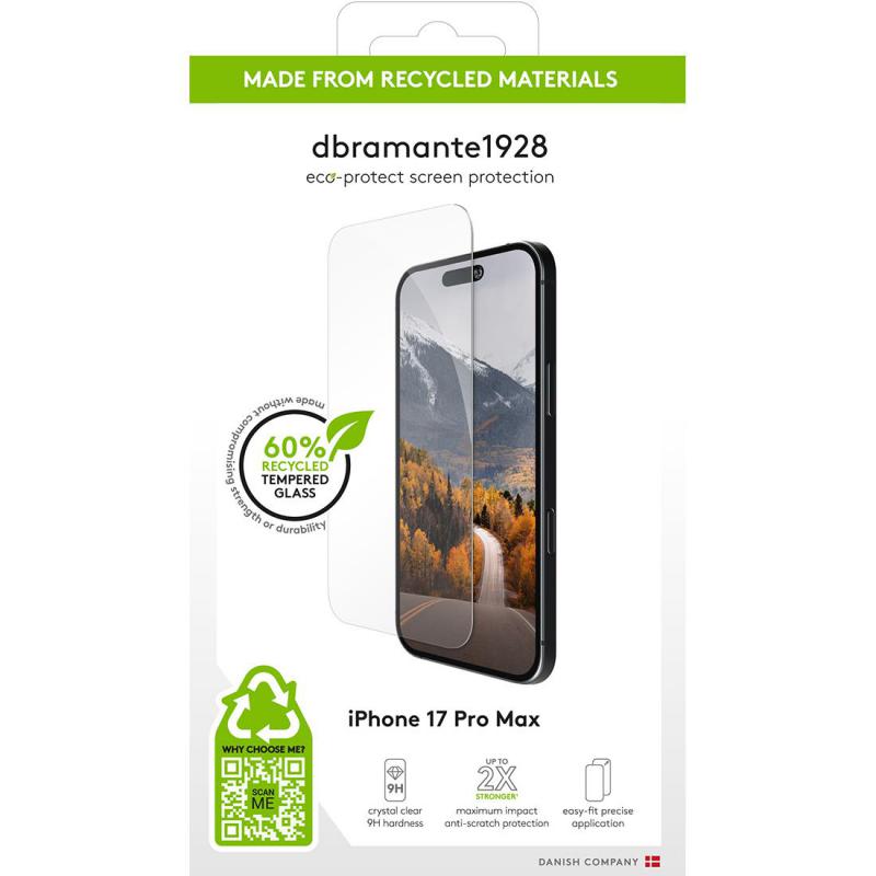 DBRAMANTE1928 Eco-protect Smartphone Screen Protector, for iPhone 17 Pro Max, Tempered Glass, Clear — 2