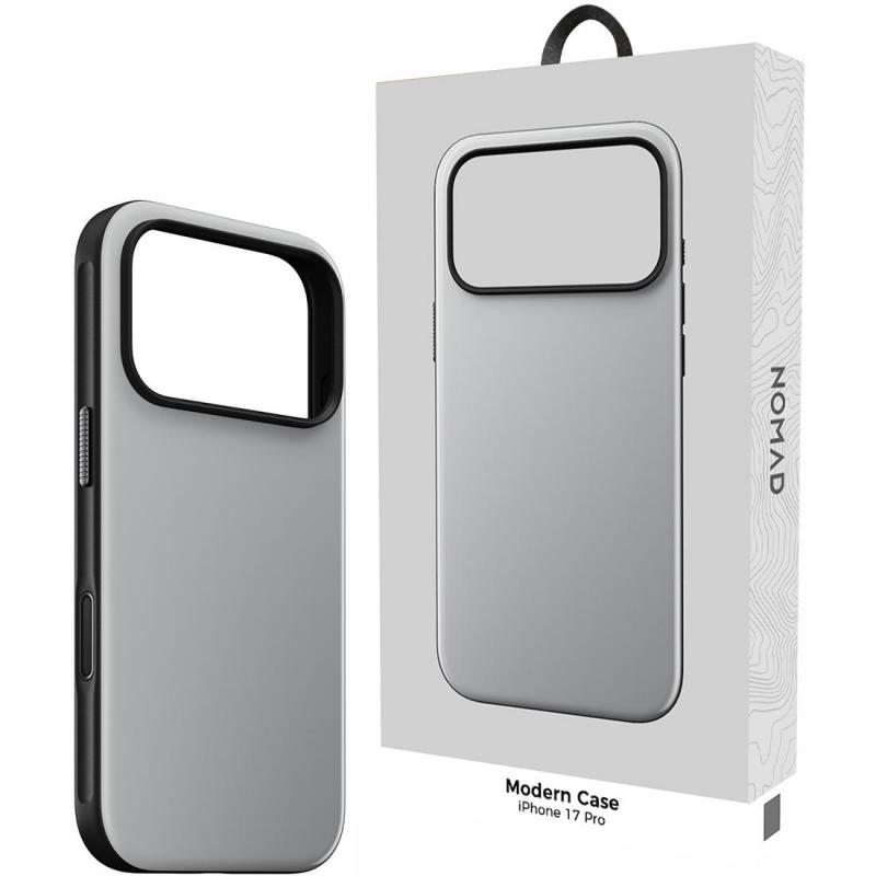 Nomad Modern Back Cover Mobile Case with MagSafe, for iPhone 17 Pro, Lunar Grey