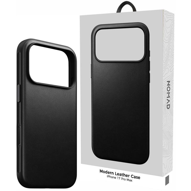 Modern Leather Back Cover Mobile Case with MagSafe, for iPhone 17 Pro Max, Black