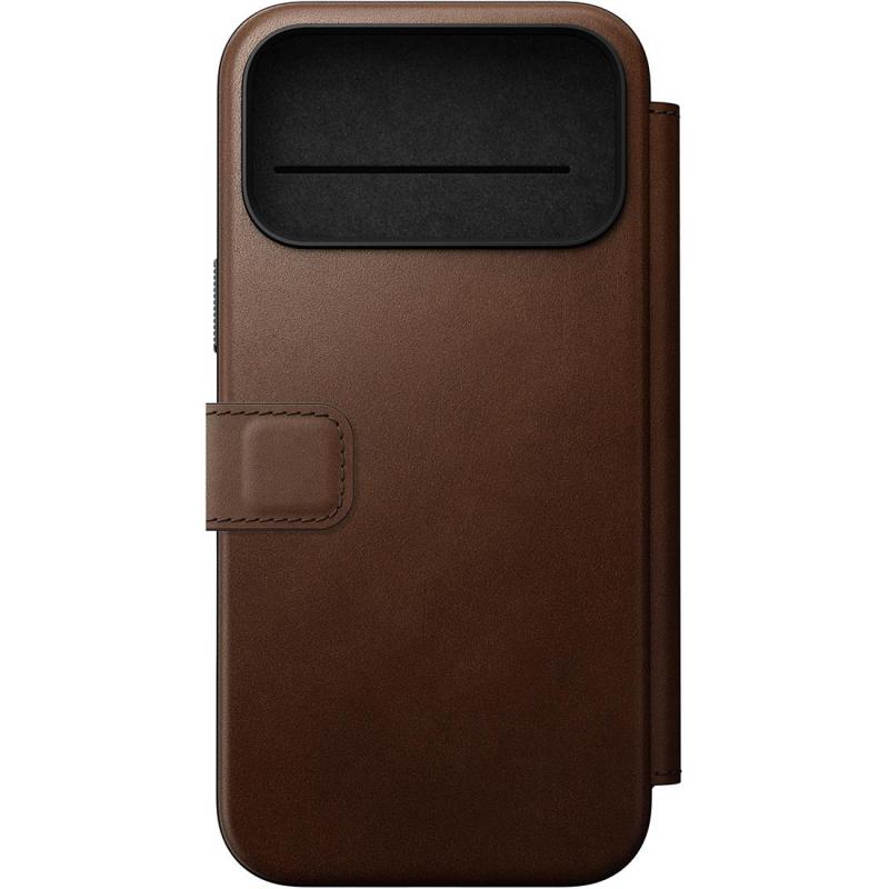 Nomad Modern Leather Folio Flip Cover Mobile Case with MagSafe, for iPhone 17 Pro Max, Brown — 2