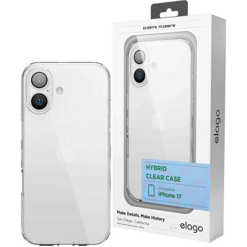 Elago Hybrid Back Cover Mobile Case, for iPhone 17, Clear