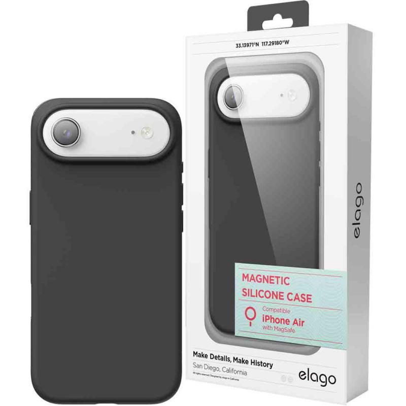 Elago Magnetic Silicone Back Cover Mobile Case with MagSafe, for iPhone Air, Black