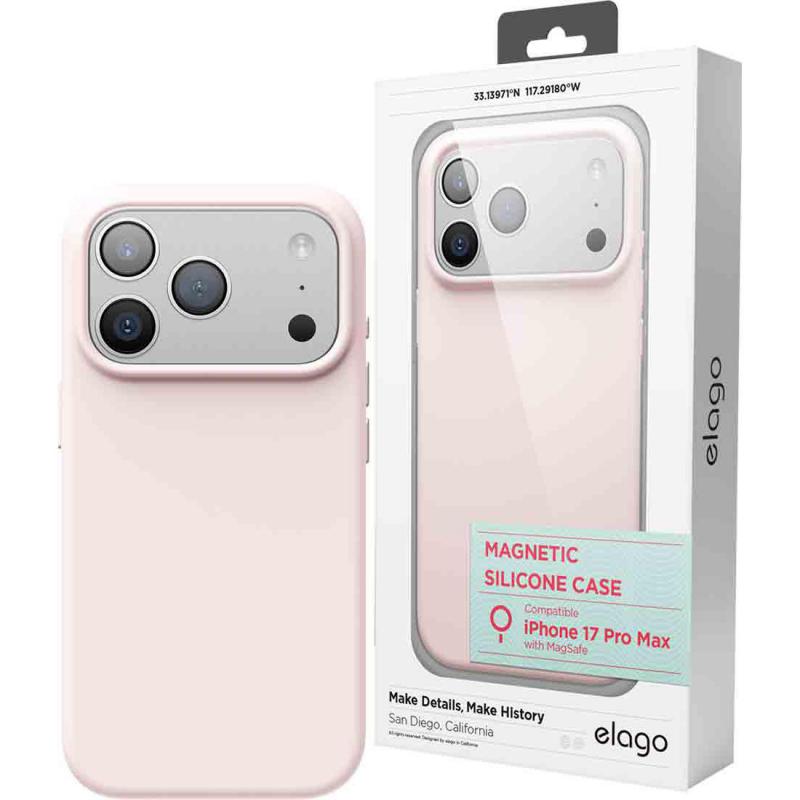 Magnetic Silicone Back Cover Mobile Case with MagSafe, for iPhone 17 Pro Max, Light Pink