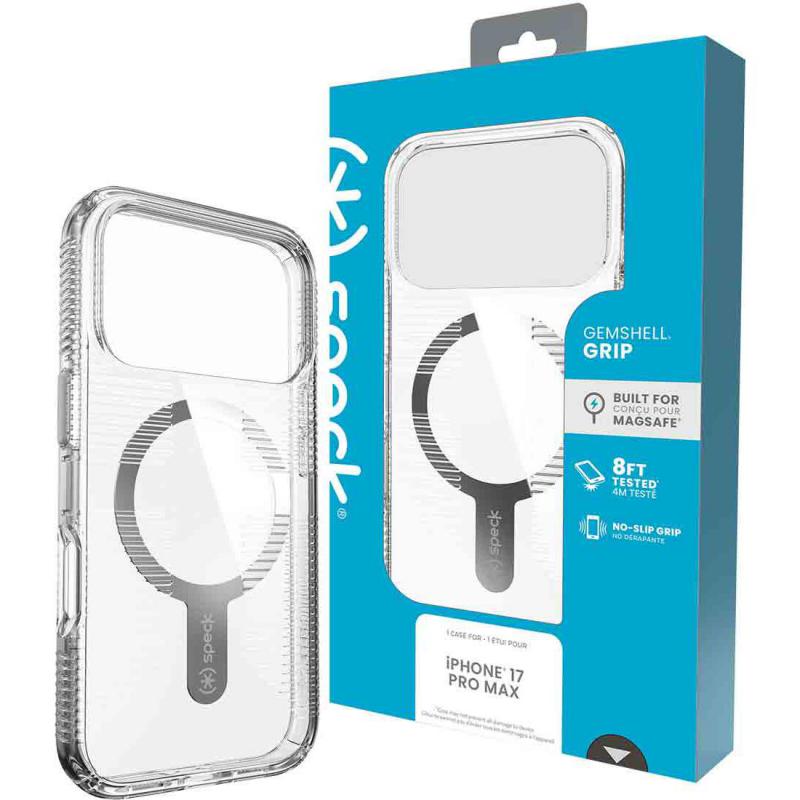 Speck GumShell Grip Back Cover Mobile Case with MagSafe, for iPhone 17 Pro Max, Clear