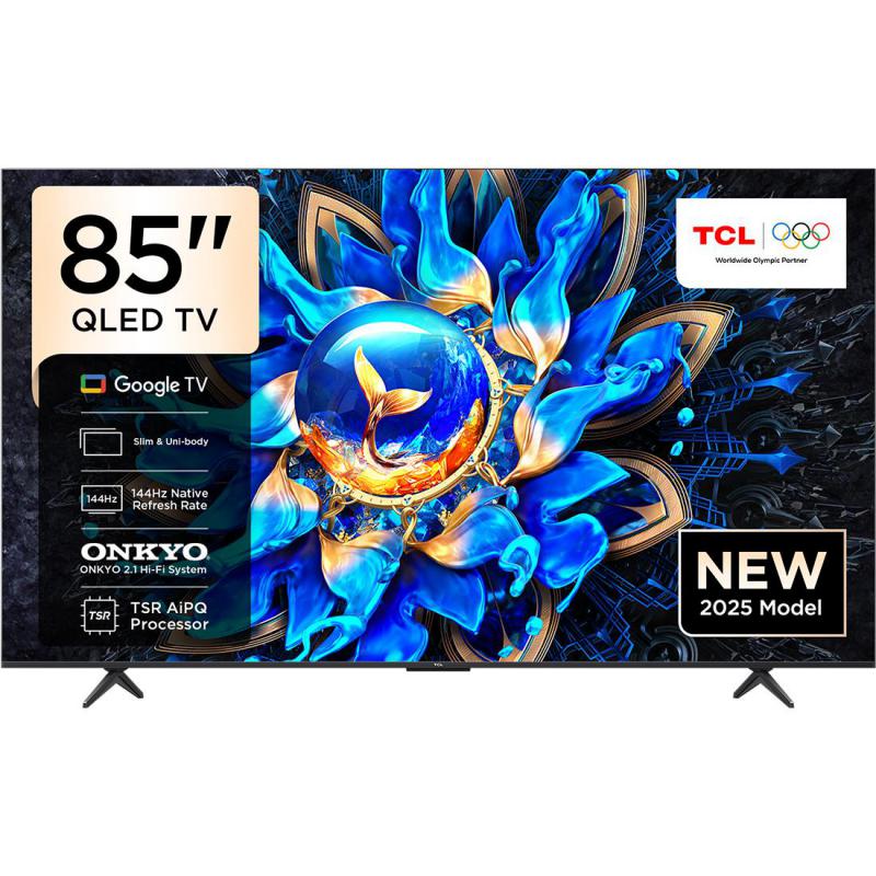 TCL 85" Smart TV, 4K QLED, 120 Hz, Black, 85T8C