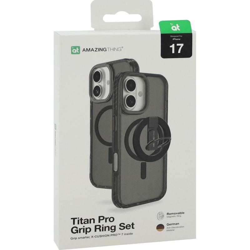 Amazing Thing Titan Pro Grip Back Cover Mobile Case with MagSafe, for iPhone 17, Titan Black