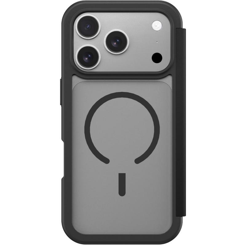 Amazing Thing Glamour Folio Flip Cover Mobile Case with MagSafe, for iPhone 17 Pro, Titan Black — 2