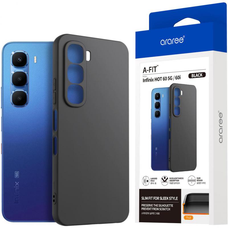 Araree A-Fit Back Cover Mobile Case, for Infinix HOT 60/HOT 60i, Black