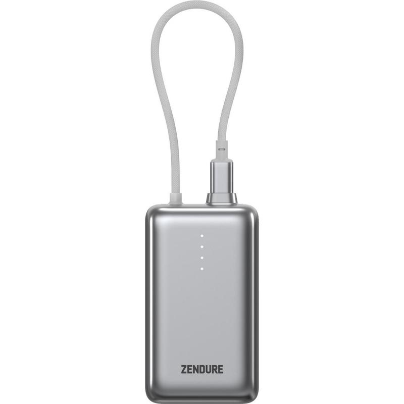 ZENDURE SuperMini Pro Compact 10000 mAh Power Bank 30W PD with Built-In USB-C Cable, PD Fast Charging, 10000 mAh, Single USB-C, Silver