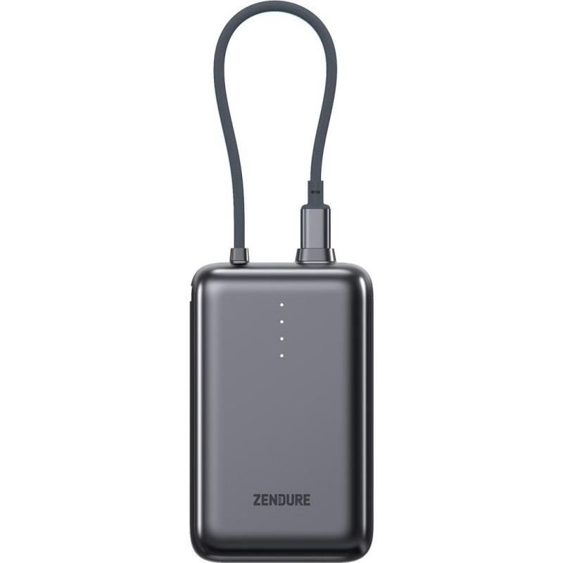 SuperMini Pro Compact 10000 mAh Power Bank 30W PD with Built-In USB-C Cable, PD Fast Charging, 20000 mAh, Dual USB (1X USB/1X USB-C), Grey