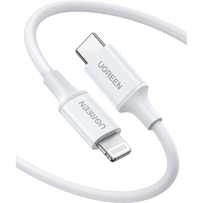 Ugreen US171 USB-C to Lightning Sync & Charge Cable, 1.00 m ( 3.28 ft ), White — 2