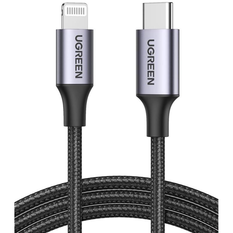 Ugreen US304 USB-C to Lightning Sync & Charge Cable, 1.00 m ( 3.28 ft ), Black