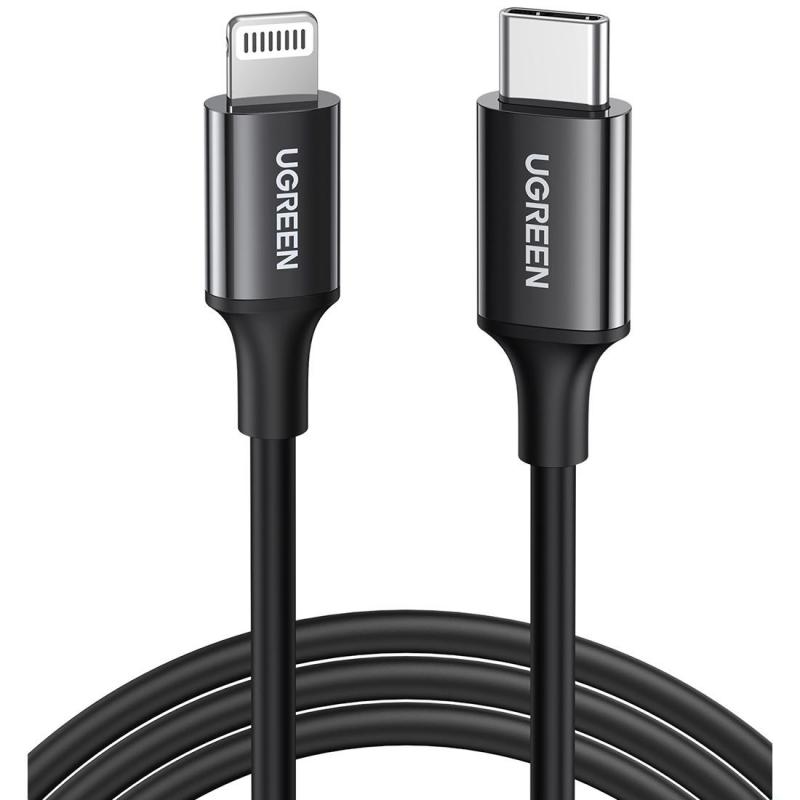 Ugreen US171 USB-C to Lightning Sync & Charge Cable, 2.00 m ( 6.56 ft ), Black