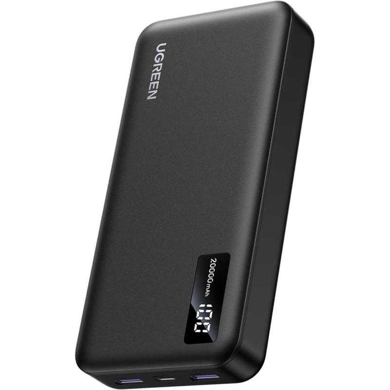 Ugreen PB312 Power Bank 20000 mAh 20W, PD Fast Charging, 20000 mAh, 3 USB (2X USB/1X USB-C), Black