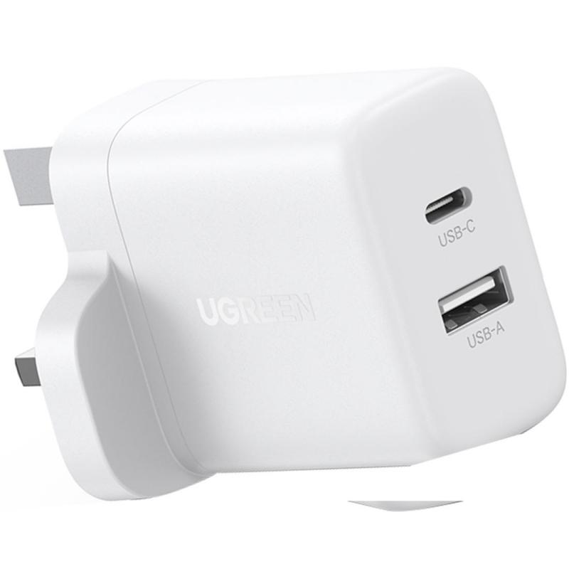 Ugreen X227 USB-C + USB-A 20W PD Charger, USB PD (Power Delivery), 20 Watts, Dual USB (USB-A/USB-C), White