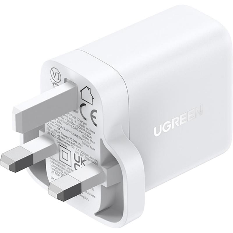 Ugreen X227 USB-C + USB-A 20W PD Charger, USB PD (Power Delivery), 20 Watts, Dual USB (USB-A/USB-C), White — 2