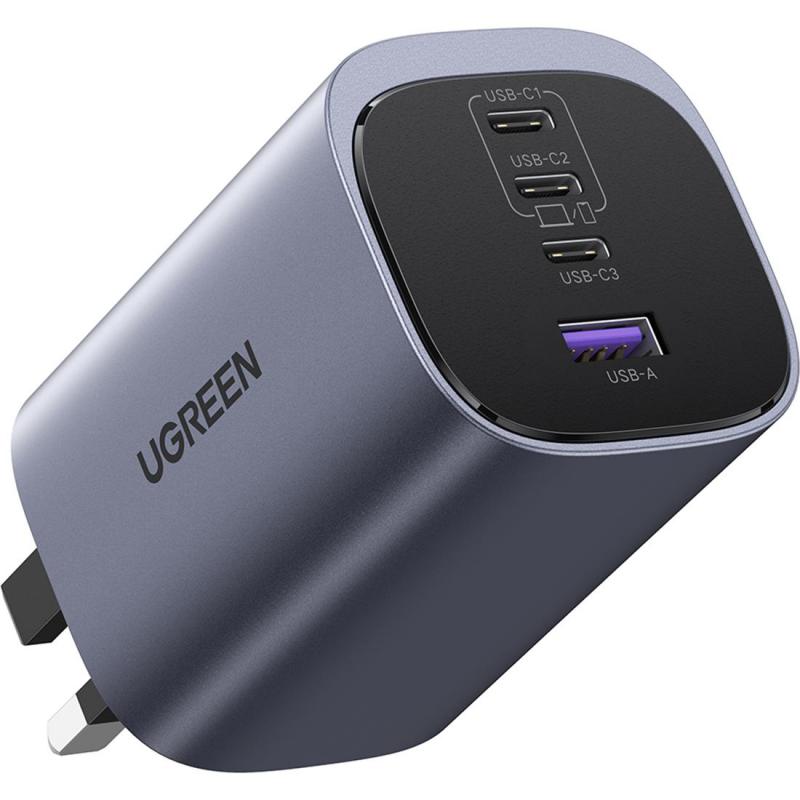 Ugreen Nexode S 4-Port 100W GaN Fast Charger, USB PD (Power Delivery), 100 Watts, 4 USB (3X USB-C/1X USB), Grey