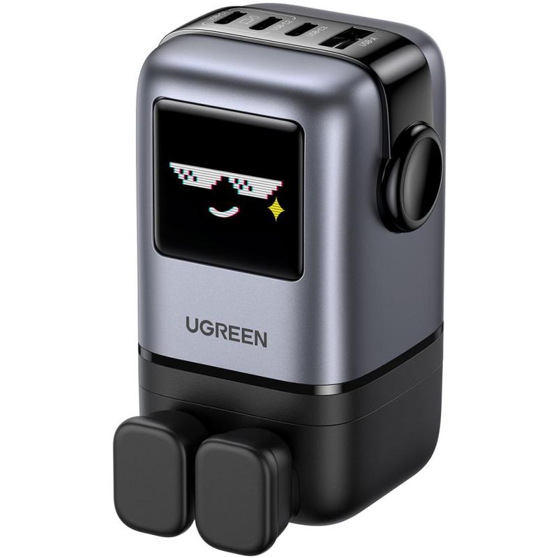 Uno 4-Port 100W GaN Fast Charger, USB PD (Power Delivery), 100 Watts, 4 USB (3X USB-C/1X USB), Grey