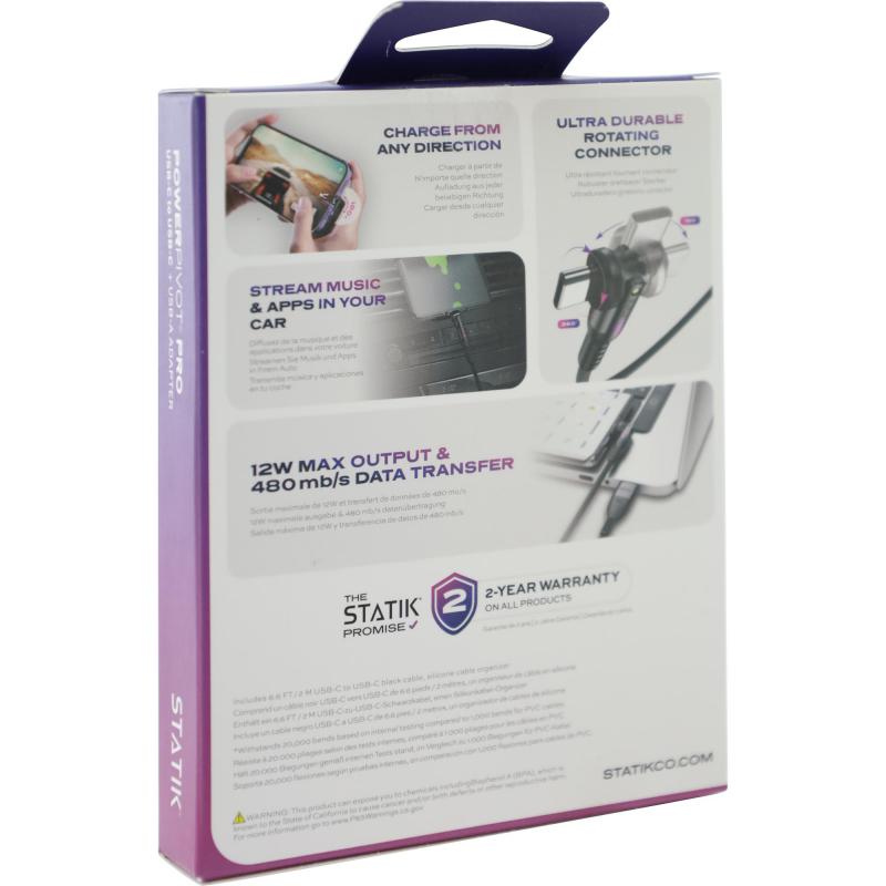 STATIK PowerPivot Pro USB-C to USB C Sync & Charge Cable, 2.00 m ( 6.56 ft ), Black — 3