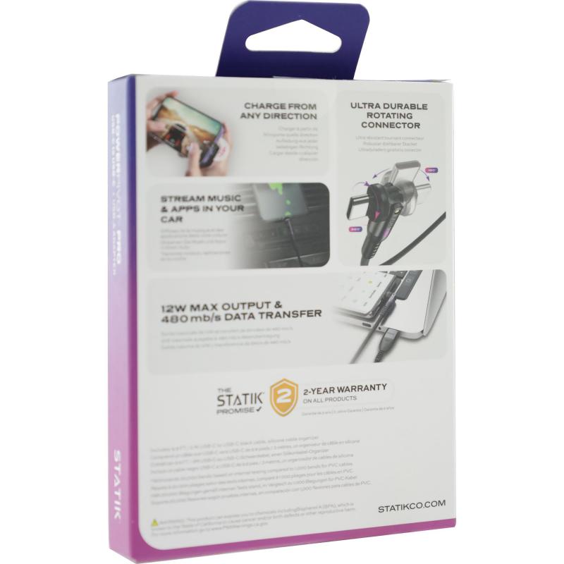 STATIK PowerPivot Pro USB-C to USB C Sync & Charge Cable, 3.00 m ( 9.84 ft ), Black — 3