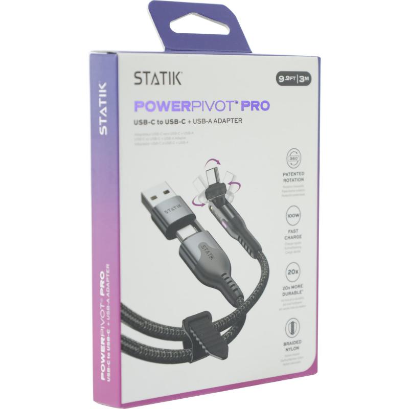 STATIK PowerPivot Pro USB-C to USB C Sync & Charge Cable, 3.00 m ( 9.84 ft ), Black — 2