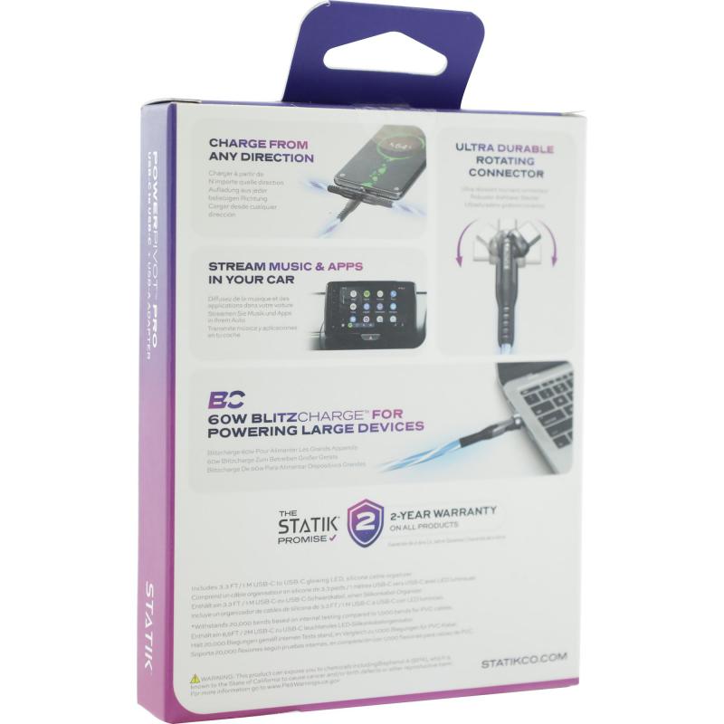 STATIK PowerPivot Pro USB-C to USB C Sync & Charge Cable, 1.00 m ( 3.28 ft ) — 3