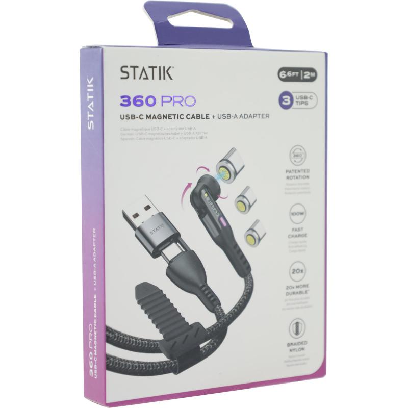 STATIK 360 Pro USB-C to USB C Sync & Charge Cable, 2.00 m ( 6.56 ft ), Black — 2