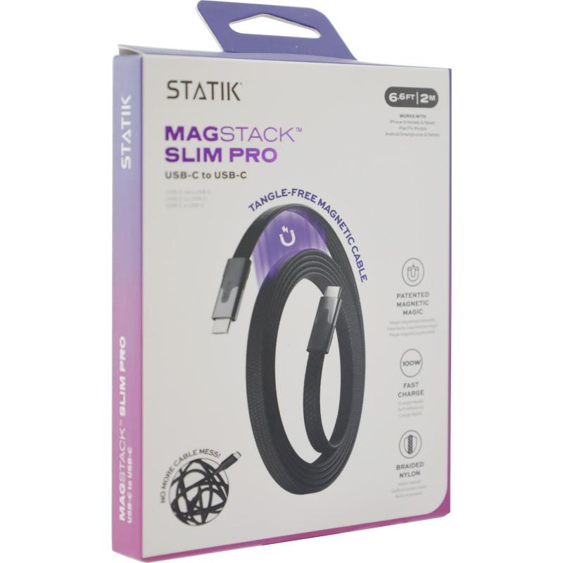 STATIK MagStack Slim Pro USB-C to USB C Sync & Charge Cable, 2.00 m ( 6.56 ft ), Black — 3