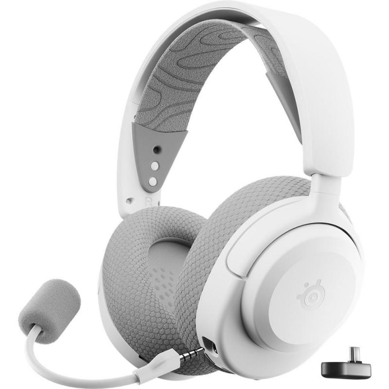 SteelSeries Arctis Nova 3P Gaming Headset, Passive Noise Isolation, Bluetooth/Wireless, USB-C, Detachable Microphone, White