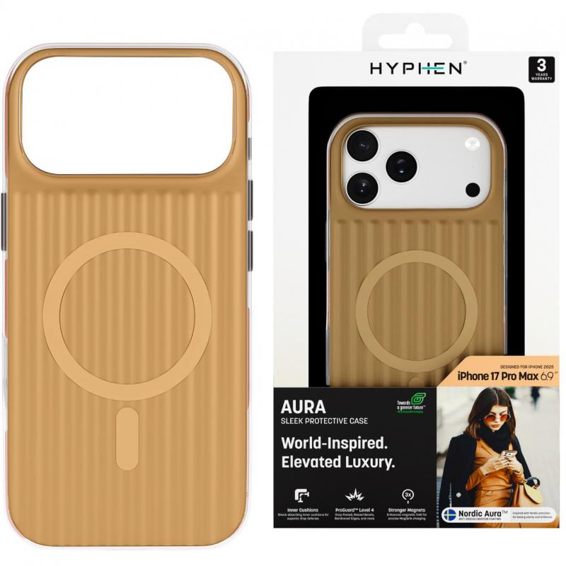 HYPHEN Aura Back Cover Mobile Case with MagSafe, for iPhone 17 Pro Max, Gold