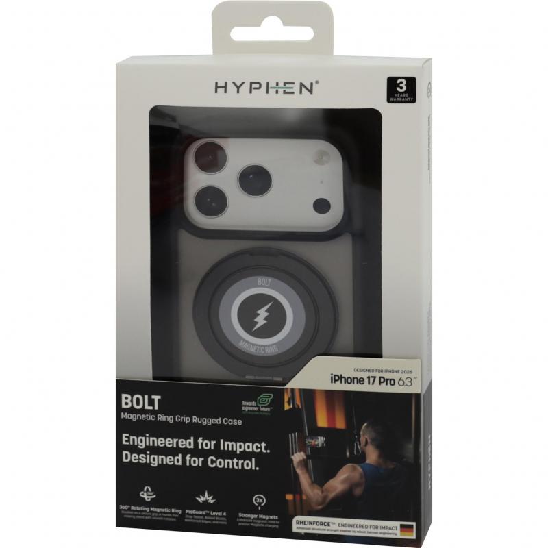 HYPHEN Bolt Back Cover Mobile Case with MagSafe, for iPhone 17 Pro, Black