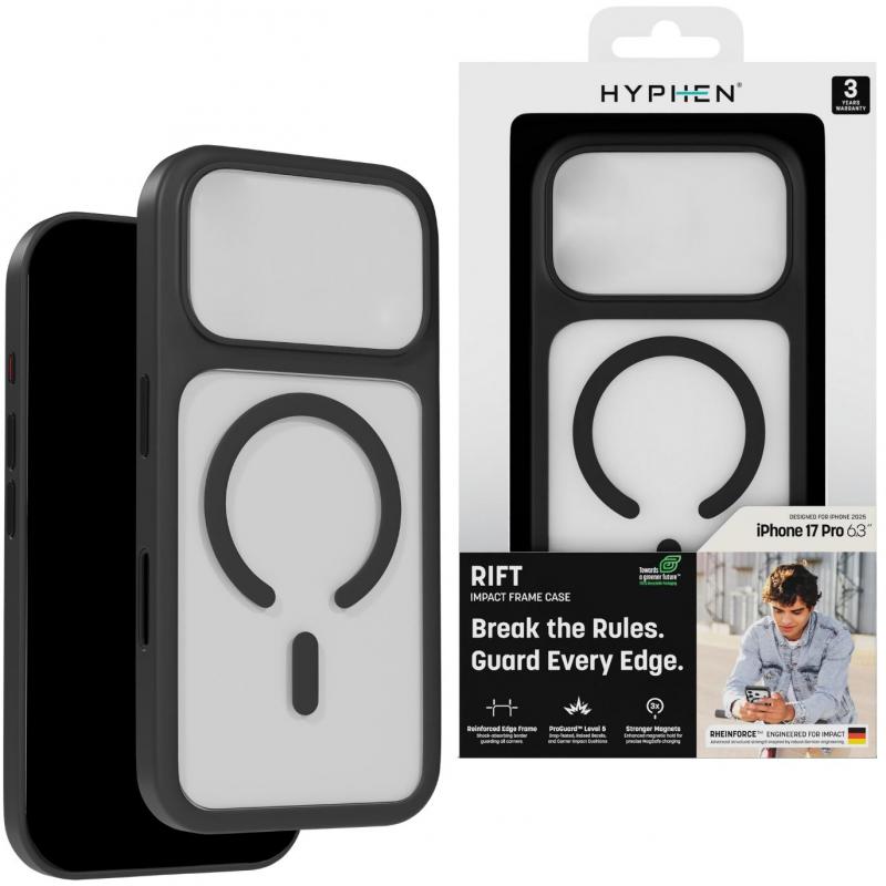 HYPHEN Rift Back Cover Mobile Case with MagSafe, for iPhone 17 Pro, Black