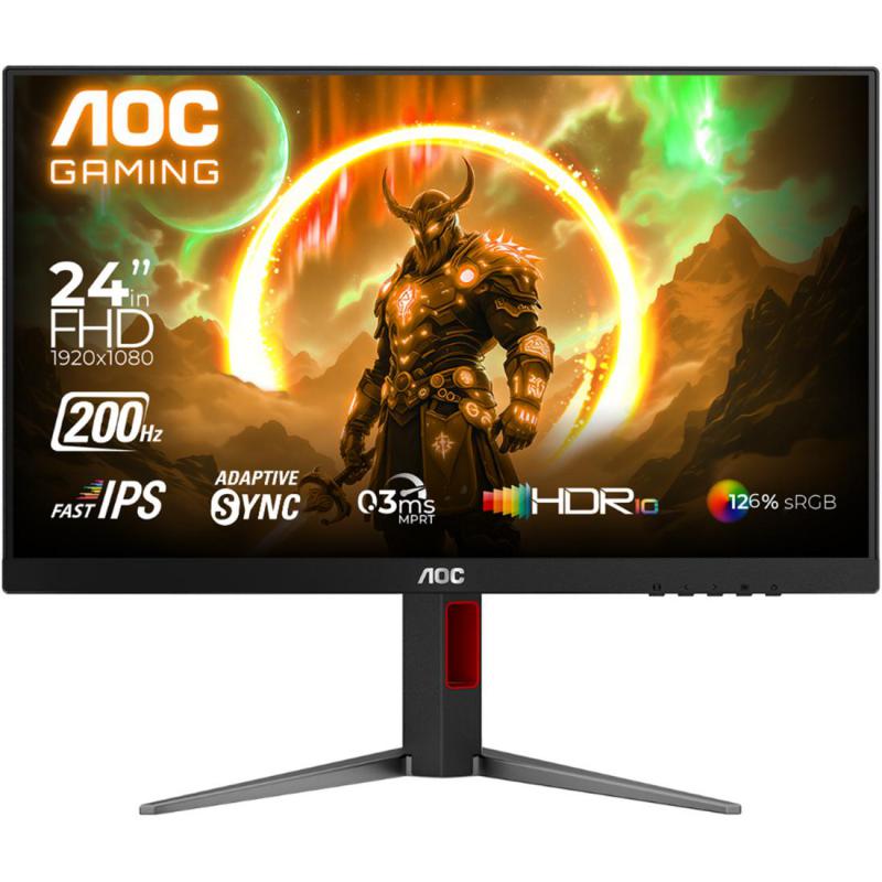 AOC 24G4H 23.8" Gaming Monitor, FHD (Full HD), 200 Hz, Black/Red