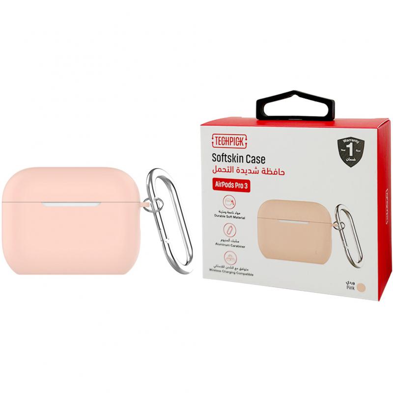 Techpick Softskin Earbuds Case, for Apple AirPods Pro 3, Pink