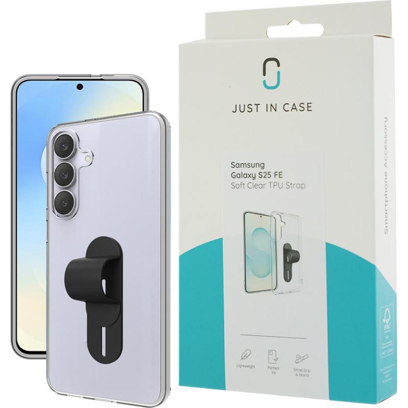 Just in Case Soft Back Cover Mobile Case with Strap, for Samsung Galaxy S25 FE 5G, Clear