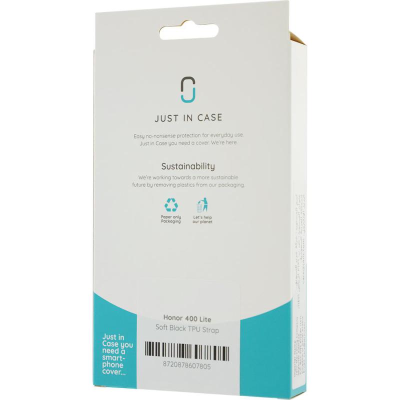 Just in Case Soft Back Cover Mobile Case with Strap, for Honor 400 Lite, Black — 2